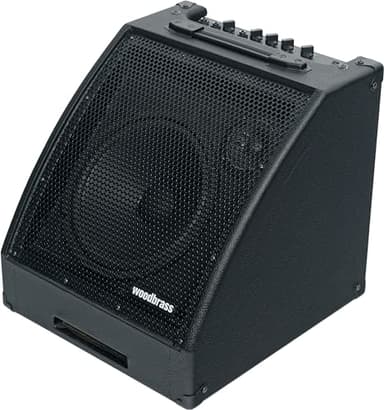 Woodbrass D30BT - Amplificador para batería electrónica (amplificador Bluetooth de 30 W, ideal para baterista principiante, aficionado, pro, potente, robusto, pan, inclinado: perfecto para jugar en