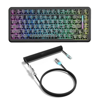 ATTACK SHARK X82PRO HE Teclado Magnético Inalámbrico 75% con Gatillo Rápido, Teclado Gaming con Cable 8000, Switches Hall Effect con Activación Ajustable, QWERTY, C01 Cable Enrollado RGB -Negro