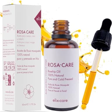 elix·care - Aceite 100% Puro Rosa Mosqueta ROSA·CARE - Regenerador de Piel - Ideal para Cicatrices, Estrías y Quemaduras - Natural, Prensado en Frío, 50 ml