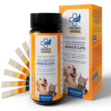Tiras Reactivas de Orina 10 en 1 para Perros y Gatos - Glucosa, pH, Proteína, Sangre, Leucocitos, Nitrito, Cetonas, Bilirrubina, Urobilinógeno y Gravedad Específica - Salud para Mascotas -100 Uds.