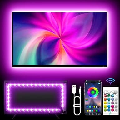 KANTUTOE TV LED Lights Strip, 4m RGB TV Backlight for 32-55in TV, Music Sync, Bluetooth APP & Remote Control USB Powered LED Lights for Bedroom, Gaming Room, Home Décor