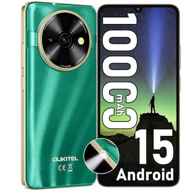 OUKITEL C59 Telefono Movil Android 15-2025, 6.88" HD+ 90Hz Telefonos Moviles Libres, 10000mAh Smartphone 120 LM, 16GB+128GB/TF 1TB Telefono Movil, Cámara 13MP, 4G Dual SIM/Face ID/Fingerprint/GPS