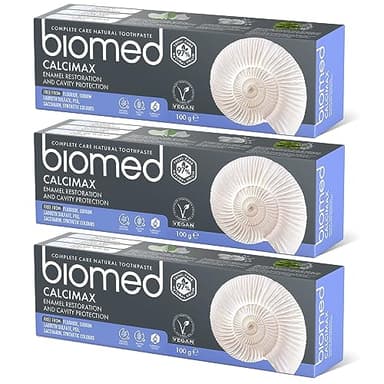 Pasta de dientes 97% natural Biomed Calcimax | Reparación de esmalte y protección contra caries | Apto para veganos, sin SLES 3x100 g (Pack de 3)