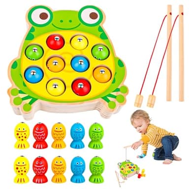 TNOMSNO Juguetes Educativos Montessori, Juguetes Montessori, Juego de Pesca Magnético, Juegos Magnéticos de Pesca de Madera, Juego de Pescar para Niños, Regalos Educativos para Niños de 2 3 4 5 Años