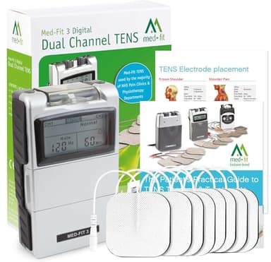 Med-Fit 3 Electrostimulador Máquina TENS digital 2 canales. Alivio rápido y eficaz del dolor. Ideal para uso en su hogar.