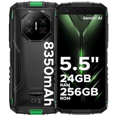 DOOGEE Fire 3 Ultra Movil Irrompible Android 15, 5.5" HD+ 8350mAh Batería Móvil Rugerizado, 24GB+256GB/2TB Octa-Core T7200, 16MP+8MP, IP68/Face ID/Huella Dactilar/OTG/NFC/Dual SIM 4G Móvil Resistente