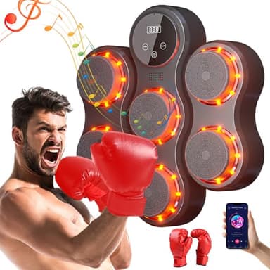 Kamanan Máquina de Boxeo Musical para Adultos, Máquina de Boxeo Musical Inteligente con Guantes de Boxeo Máquina de Boxeo Bluetooth con 9 Modos de Velocidad y Modo de conteo