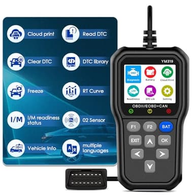 Anluomania OBD2 Diagnosis Coche OBD Scanner, Herramienta de Diagnóstico con Funciones Completas OBD2, Herramienta de Escaneo Apoya Español 13 Idiomas, HD LCD Mostrar, Sensor de O2 / Prueba EVAP