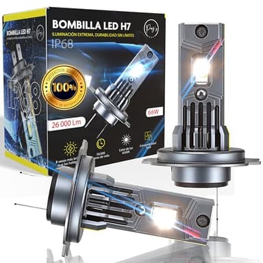PROY'S NEXUS® Super Pack 2 Bombilla H7 LED 26000LM Premium de Largo Alcance 66W | X10 Veces Mas Brillante con Ventilador de refrigeración de 15000 RPM | 6500K Blanco Frío | Bombillas Led H7