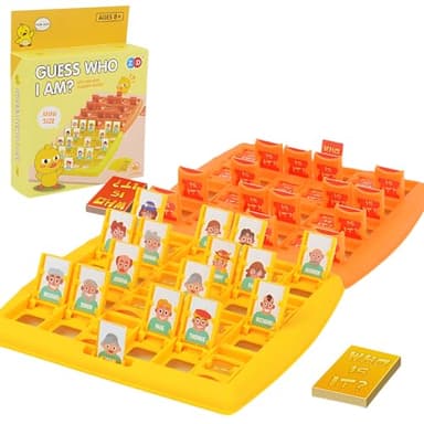 Quién es el juego, quién soy yo, 96 cartas con patrón de personalidad, juego de adivinanzas para familiares y amigos, juego familiar, amarillo y naranja, edición de dos tablero de ajedrez, Guess Who