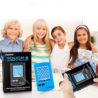 CNSENIOR Tablero de ajedrez electrónico de mano, computadora de ajedrez táctil 8 en 1 con entrenamiento de IA, pantalla HD de 2.9 pulgadas, juego de ajedrez de viaje portátil para niños y adultos, más