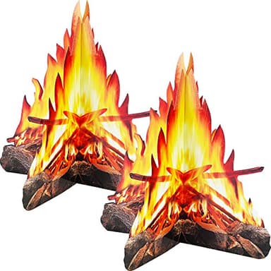Tatuo 12 Pulgada de Alto Fuego Artificial Hoguera de Cartón Decorativa 3D Antorchas de Centro de Mesa Materiales de Fiesta para Decoración de Fiesta de Fogata, 2 Juegos