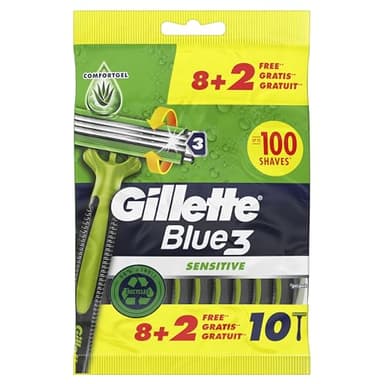 Gillette Blue3 Sensitive Maquinilla Desechable Para Hombre, 10 Uds