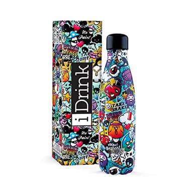 I-Drink Botella Térmica Doble Pared 350/500/750/1.000 ML, Decorada (500 ML, Graffiti)