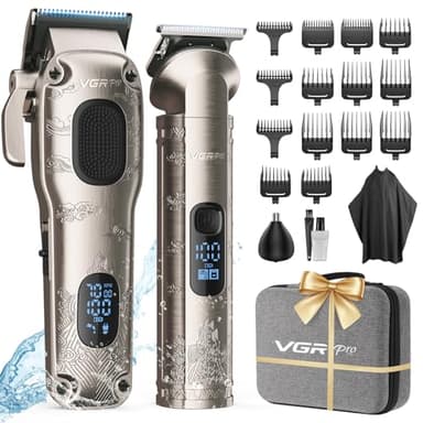 Vgrpro Maquina de Cortar Pelo Hombre Profesional, Cortapelos Hombre sin cable para Cortar el Pelo,Kit de cortadora de pelo y Trimmers para Hombres,Maquinilla Cortar Pelo con Caja de Embalaje(plateado)