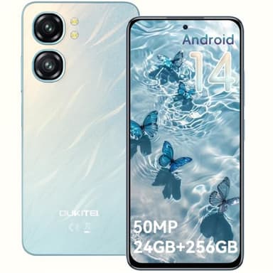 OUKITEL C58 Pro Android 14 Telefono Movil Libres - 6.7 Pantalla HD+ 90Hz Smartphone, 24GB+256GB/1TB, Batería 5150mAh, Cámara 50MP Teléfonos Inteligentes, 4G Dual SIM/OTG/GPS/Fingerprint/Face ID