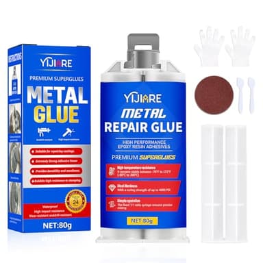 Pegamento para Metales, Epoxi de Fundición Impermeable de 80g Alta Resistencia, El Adhesivo y Relleno Líquido Más Fuerte para Metales, Plásticos, Acero Inoxidable, Cemento, Cerámica
