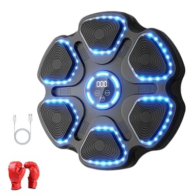Kamanan Máquina de Boxeo de música,Maquina de Boxeo Pared Adulto,máquina de Boxeo Inteligente Bluetooth con Guantes para Adultos y niños,Dispositivo de Boxeo Electrónico Portátil de Pared en Casa
