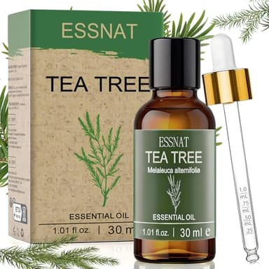 ESSNAT Aceite esencial de árbol de té 30 ml – 100% Natural,Melaleuca Alternifolia,Aceites esenciales para difusor,cuidado de uñas,aromaterapia,baños,oficina,hogar,DIY