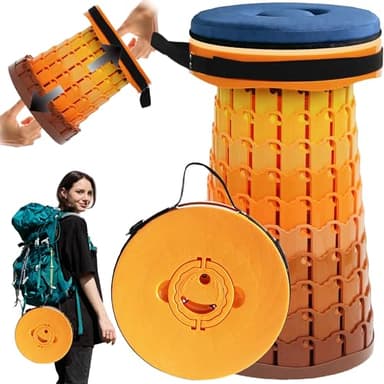 PLOGGING Taburete Plegable XXL Mejorado, taburetes portátiles para Adultos, Silla Plegable más Resistente con Capacidad de Carga de 1000 Libras, Ajustable, retráctil, Taburete de Camping para