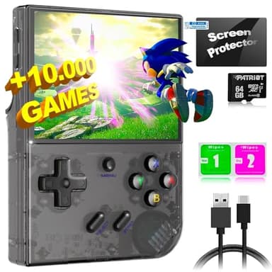 Anbernic - RG35XX Plus Consola Retro portatil 64 GB con 5.000 Juegos y 30 emuladores PS1, PSP, N64, NDS, SN, GB, GBA, Consolas de Juegos Retro, emulador clásico, Consola de Mano - SVP Game (Negro)