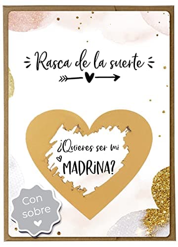 Joli Coon Tarjeta de rascar Quieres ser mi madrina con sobre