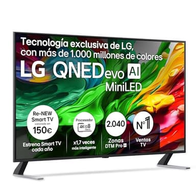 LG 55QNED85A6C - TV 55", 4K QNED EVO, Smart TV, WebOS 25, Procesador Potente e Inteligente, MiniLED AI, Super Upscaling, Dolby Vision y Dilgital Plus, Alexa/Google Assistant, Negro