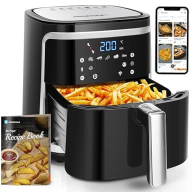 Aigostar Cube Smart - Freidora de aire inteligente sin aceite, Conexión Wifi, 1900W, 7L, Modo manual, Pantalla LED táctil, 7 funciones preestablecidas + mantener caliente y modo manual, Libre de BPA
