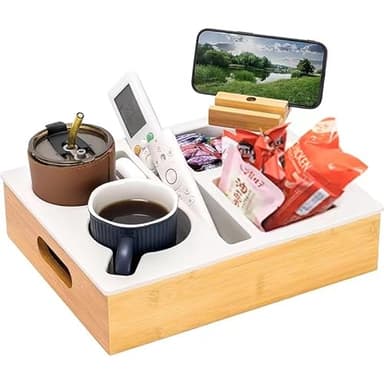 OBEST Couch Bar Becherhalter, Portavasos Sofá, Bandeja Sofá para aperitivos escritorio con soporte teléfono, Extraíble Silicona, Organizer für Snacks, Handy, Fernbedienung Getränke