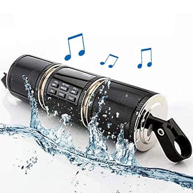 TOTMOX Radio FM Bluetooth para motocicleta, impermeable, 12 V, HIFI con sistema de sonido estéreo para ATV, Jet Ski, radio, alarma remota, reproductor de MP3, color negro
