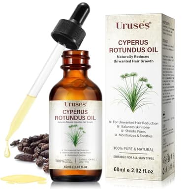 Aceite Cyperus Rotundus, Aceite Inhibidor de Vello con Cyperus Rotundus 60ml | Reduce Crecimiento, Repara Piel y Cierra Poros | Fórmula Natural + Péptidos | Vegano y para Pieles Sensibles