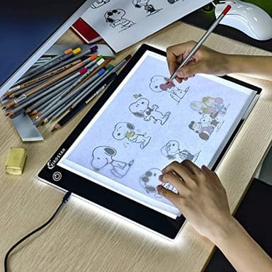 XIAOSTAR Mesa de Luz de Dibujo LED A4 Tableta de Luz LED A4 Tablero de Pintura de Ultrafino,Cable USB con Brillo Ajustable para,Animación,Dibujo,Diseño,Bosquejo,Bordado（Sin bolígrafo）