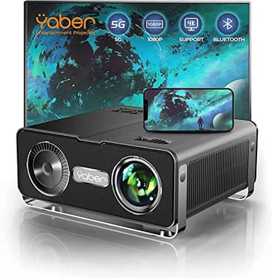 Proyector WiFi, YABER Mini Proyector 7000 Lúmenes 1080P Full HD [Pantalla de Proyector Incluida], Cine en Casa 200" Duplicar Pantalla para Android/iPhone Smartphone iPad,HDMI/USB/VGA/AV/SD