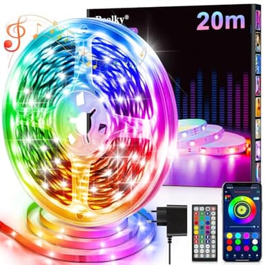 Luces LED Habitación, Tira LED 20 Metros, Tiras LED RGB Control de Remoto y App 16 Milliones de Colores LED Strip lights, Sincronización Musical Bluetooth, Luces de Tiras Led Para Fiesta Hogar TV Ba