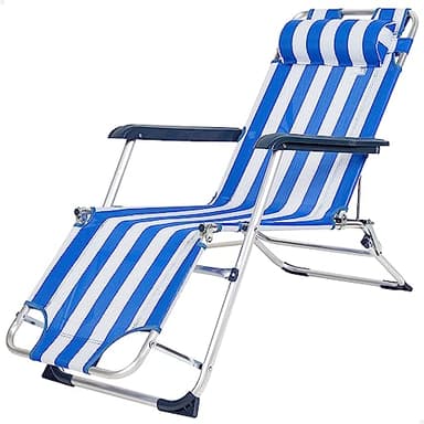 AKTIVE Tumbona Plegable y reclinable Azul, 2 Posiciones, Material: Aluminio y textileno, Medidas: 47x95x75cm, Peso máx. soportado 110Kg, Tumbonas Plegables para Playa, terraza y c (62299)