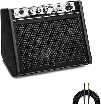 Coolmusic DM20 Bluetooth Amplificador de Monitor Personal Amplificador de Tambor eléctrico Altavoz, Teclado y Altavoz de Guitarra acústica (20W con Cable)