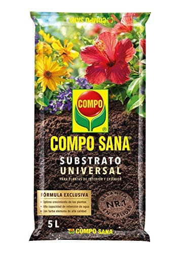 COMPO SANA Substrato Universal de calidad para macetas con 12 semanas de abono para plantas de interior, terraza y jardín, Substrato de cultivo, 5 L