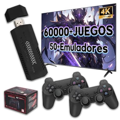 X2 Plus Consola de Juegos Retro con Salida 4K HD,más de 60000 Juegos Integrados,más de 50 simuladores,procesador S905L de Cuatro núcleos,Mando de Videojuegos con 2 mandos inalámbricos,256G