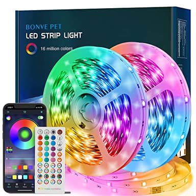 Tiras LED, Luces Habitación 10 Metros, Bonve pet Tira LED RGB, Bluetooth Musical con IR Control Remoto 40 Teclas y APP, 16 Milliones de Colores, Luz para Decoración TV Cocina Fiesta