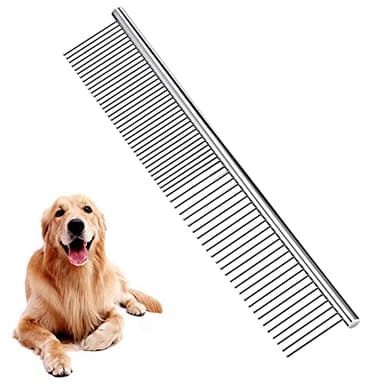 peines para mascotas,Peines de acero inoxidable para mascotas,peines de belleza para mascotas para todo tipo de de pelo largo y corto (19 x 3,5 cm)