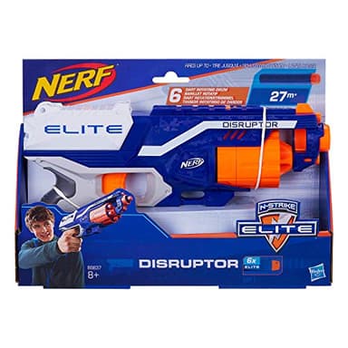 Hasbro Nerf Elite, Disruptor, Lanzador, 6 Dardos de Espuma en Colores Naranja y Azul, Juegos de Estrategia, Competición y Precisión, Largo Alcance, Regalo para Niños y Niñas de 8 Años o Más
