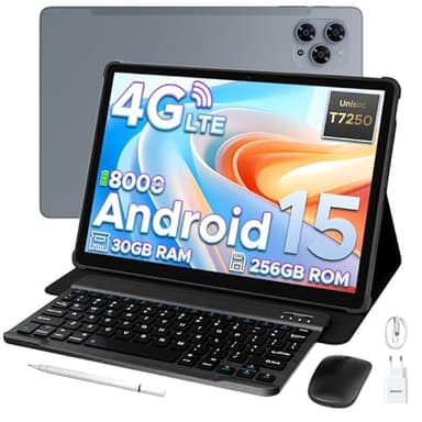 DOOGEE Tab G6 2025 Android 15 Tablet 11 Pulgadas, Tablet con Tarjeta Sim 30GB RAM+256GB ROM(TF 2TB), 8000mAh Tablets con Teclado y Lapiz, Cámara 13MP|Widevine L1|Netflix|Dual 4G|WiFi 5|GPS|Face ID