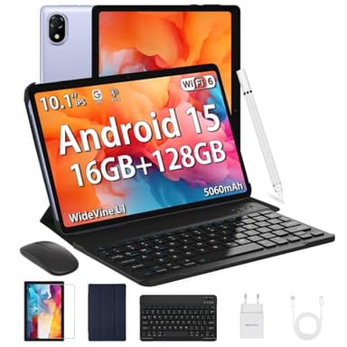 DOOGEE U10 Andriod 15 Tablet con Teclado y Lápiz, WiFi 6 Tableta 10 Pulgadas para niños, 16GB RAM+128GB ROM, HD IPS Pantalla/ 5060mAh/ Face ID/OTG/BT 5.0/ 8MP+5MP Tablets PC con Funda & Raton 2025