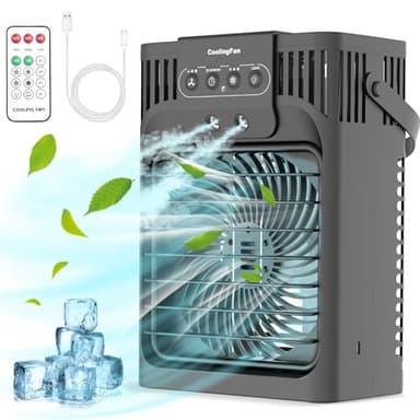 Aire Acondicionado Portatil,Aire Acondicionado Móvil Silencioso Portátil,Enfriador De Aire 4 En 1,3 Velocidades,Función De Temporización,Adecuado para Dormitorio,Oficina, Camping (negro)
