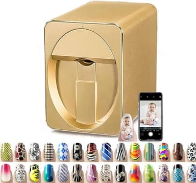 GEJLELDS Mini Impresora para uñas Impresora de uñas 3D Profesional Máquina de impresión de Arte de uñas móvil portátil para el hogar o salón de uñas