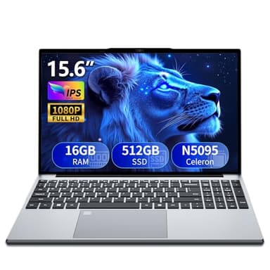 Ordenador Portátil 15.6 pulgadas, 16GB RAM 512GB SSD Procesador N5095 Gráficos UHD, PC Portatil FHD 1920 * 1080 con WiFi5/USB 3.0/Teclado numérico/Teclado retroiluminado/Touch ID Computadora portátil