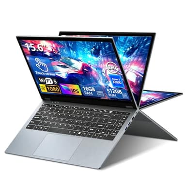 15,6" Ordenador Portátil 2 en 1, PC Portátil Ryzen 3 3200U CPU, Win 11 Portatil 16GB DDR4 512GB SSD, Laptop con Pantalla Táctil Giro de 360°, Mini-HDMI+RJ45+Type-C, Radeon Graphics GPU