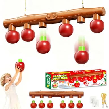 Tangdudu Juego Atrapa Manzanas, Juego de reacción rápida con 6 Manzanas de ABS, desafío de coordinación Mano-Ojo para niños y Adultos, Divertido Juego de Fiesta y Familia, cumpleaño