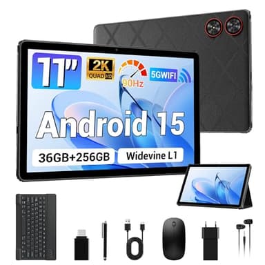 MAXLEGEN Tablet 11 Pulgadas, Android 15, Pantalla 2K IPS, 36GB RAM+256GB ROM/1TB TF, Octa-Core 90Hz 5G WiFi Tableta, 8MP+13MP/GPS/8580mAh, Tablet con Teclado/Ratón/Funda/Auricular/Lapiz