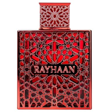 Rayhaan Crimson Eau de Parfum 100 ml – Perfume para hombre cálido, picante y elegante | con notas de canela, cardamomo, pachulí y vainilla | Perfume para hombre de larga duración con adhesivo Kajal